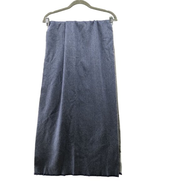 M0851 Wool Scarf Dusty Blue Fringe Rectangle Oversized Winter - Picture 1 of 7